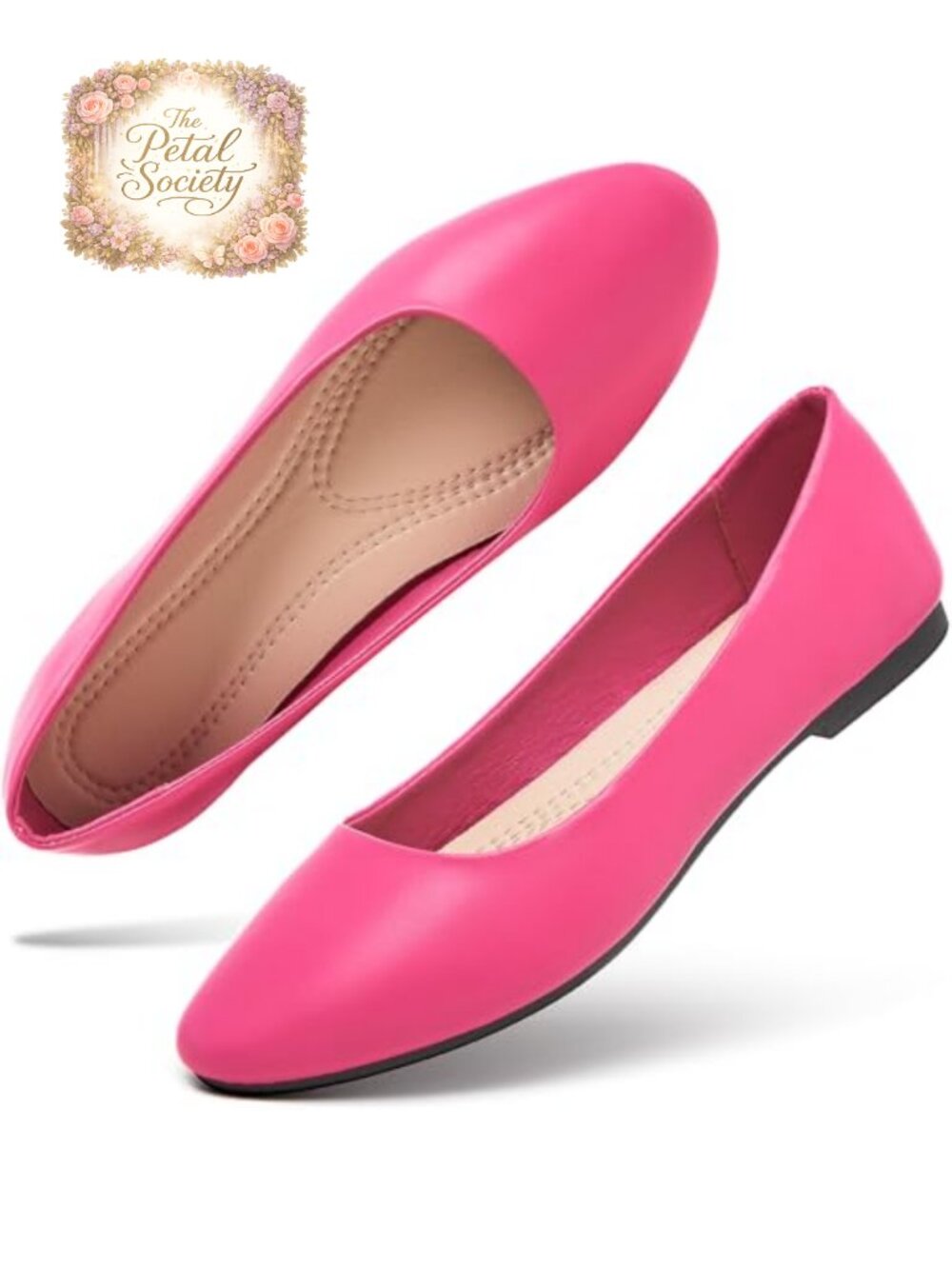 Women's PU Leather Slip On Ballet Flats Comfortable Round Toe Dress Shoes